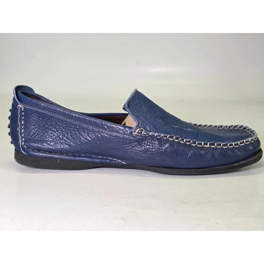 Tsonga Men's Loafers Size 10 Blue Leather‎ Slip On Driving Boat Classic Shoes